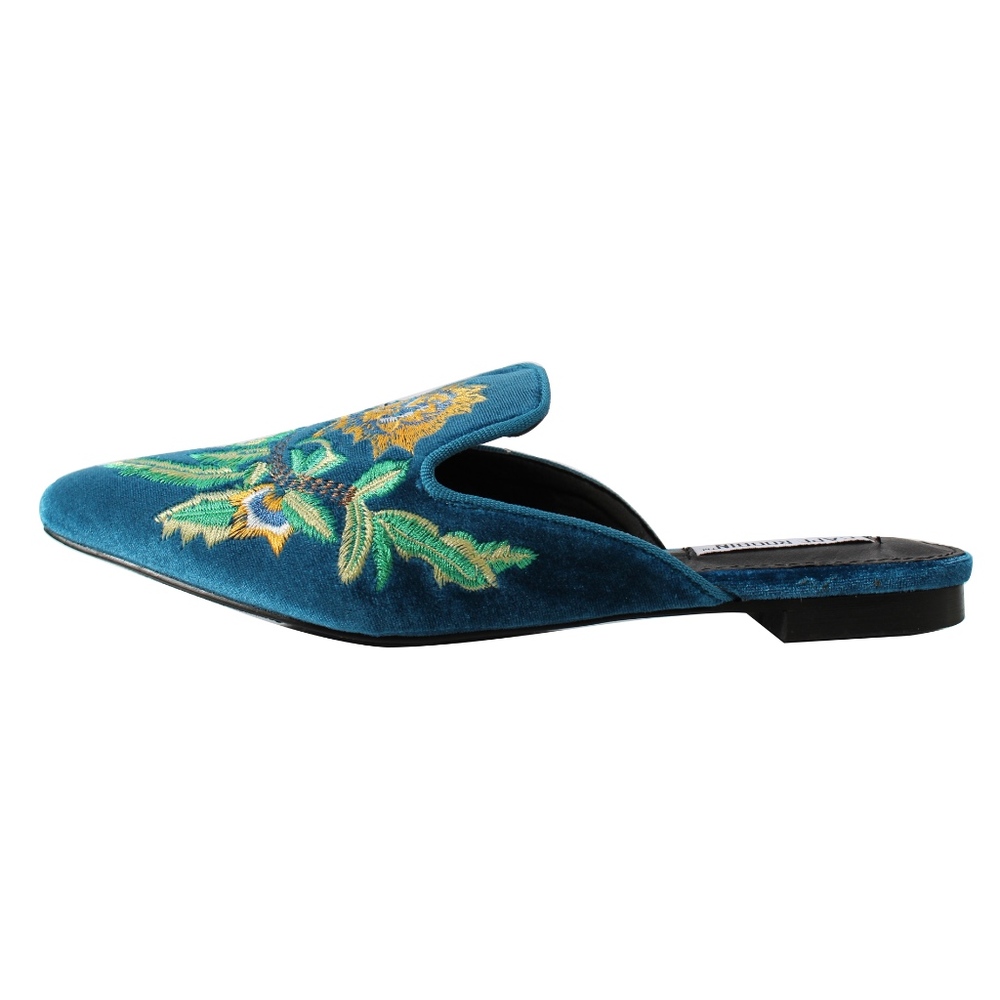 Peacock Floral Embroidered Slip on Mules - Picture 5 of 8